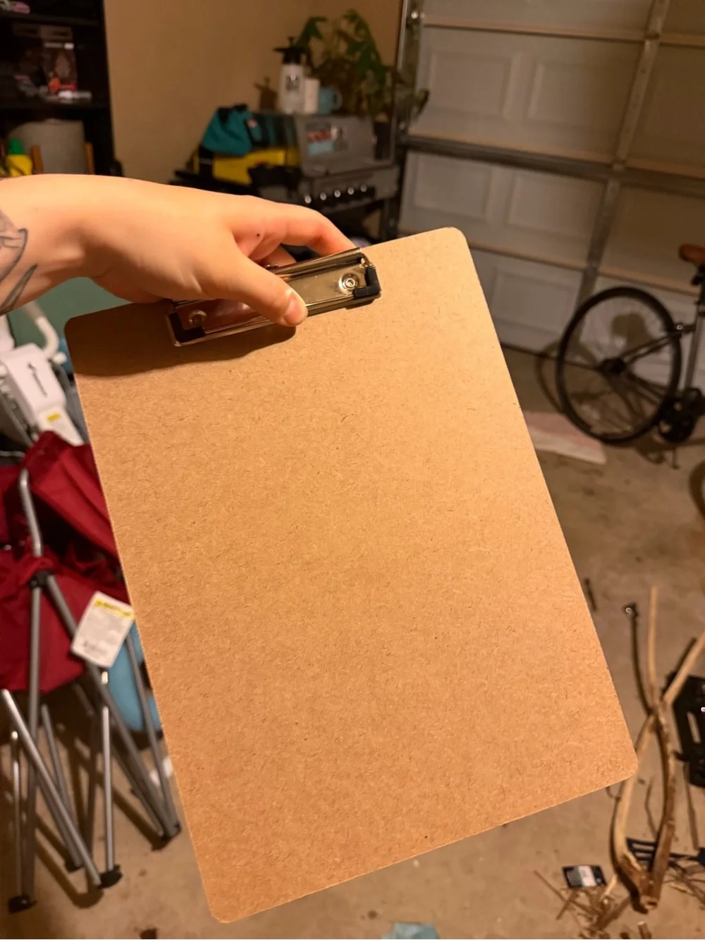 Painted Back, Brown Clipboard with Metal Clip